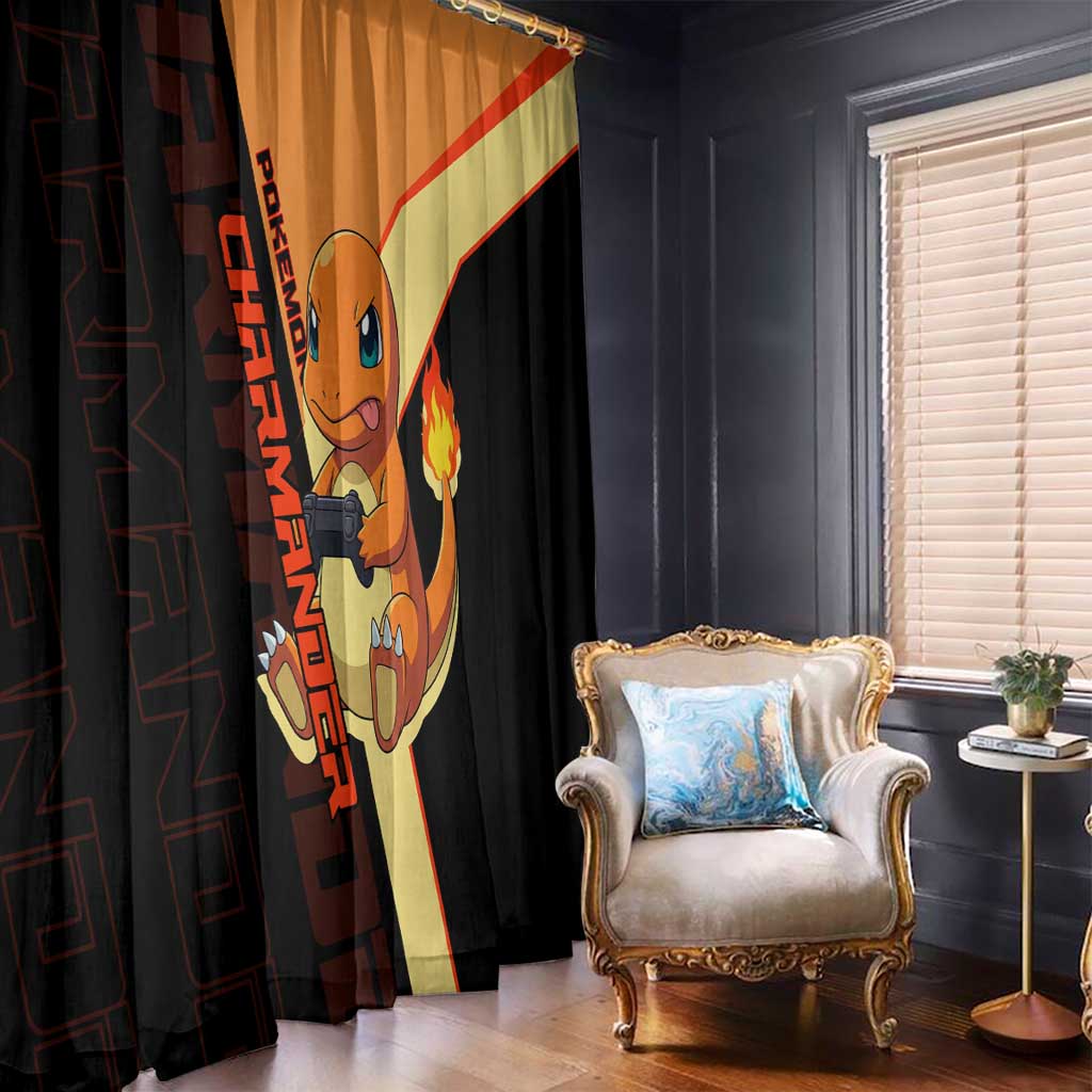 Charmander Poké Window Curtain Playful Retro Anime Style
