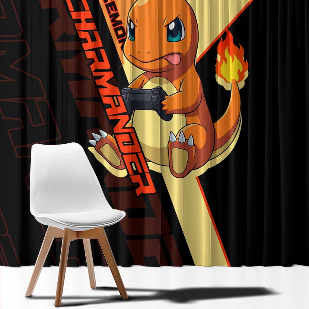 Charmander Poké Window Curtain Playful Retro Anime Style