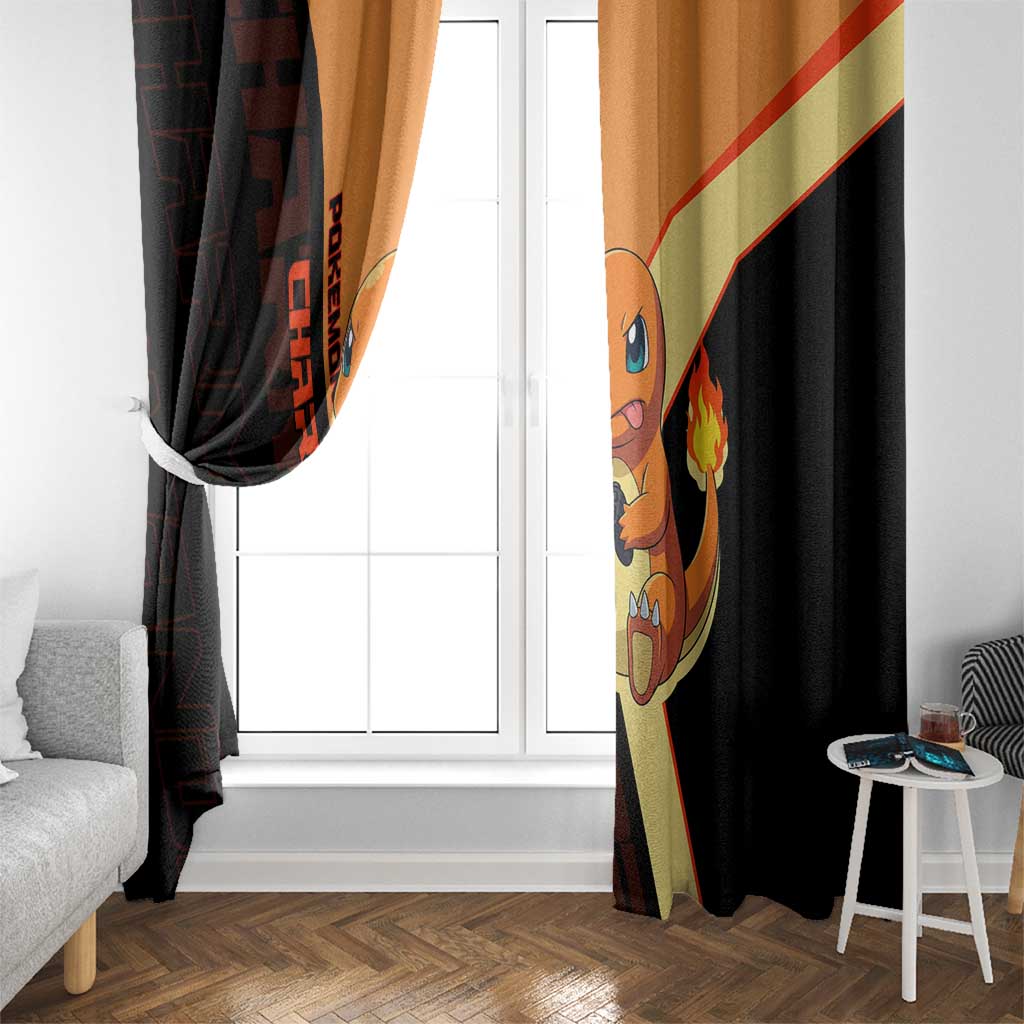 Charmander Poké Window Curtain Playful Retro Anime Style