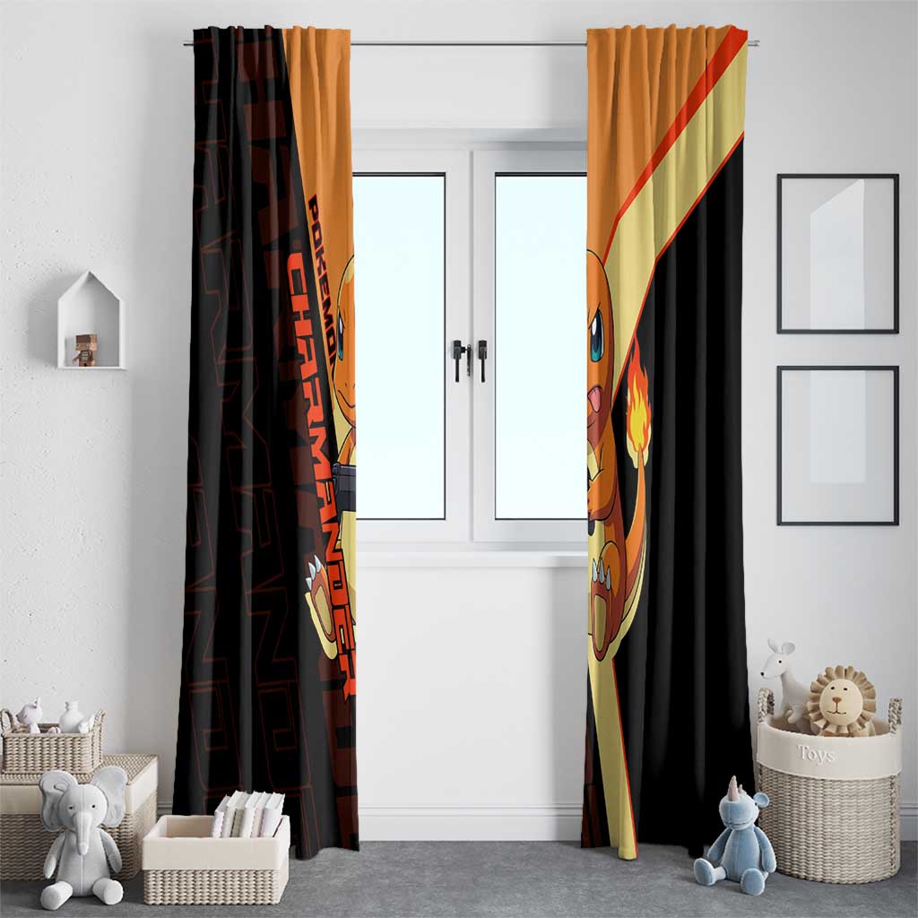 Charmander Poké Window Curtain Playful Retro Anime Style