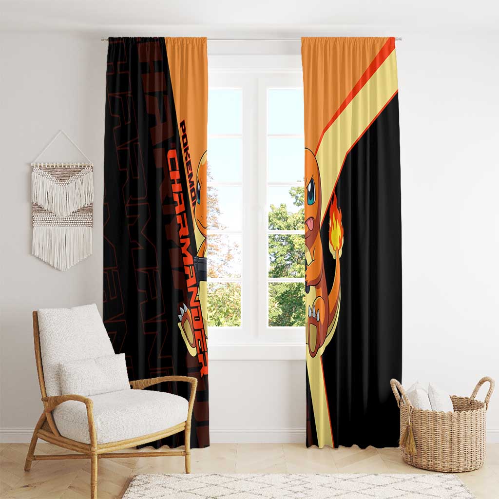 Charmander Poké Window Curtain Playful Retro Anime Style