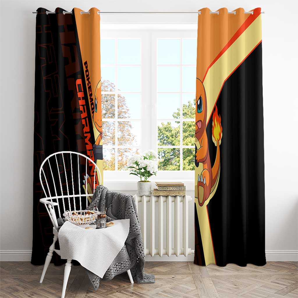 Charmander Poké Window Curtain Playful Retro Anime Style