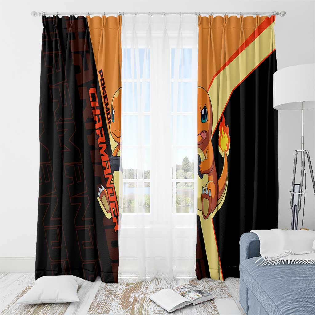 Charmander Poké Window Curtain Playful Retro Anime Style