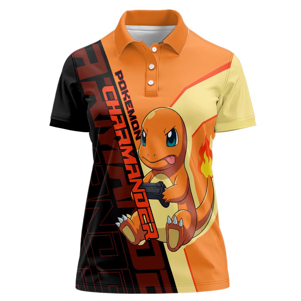 Charmander Poké Women Polo Shirt Playful Retro Anime Style