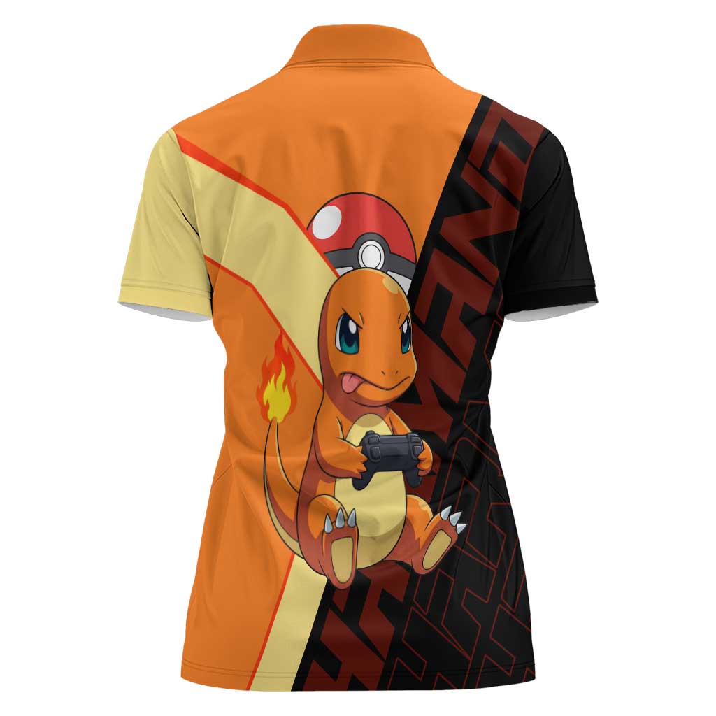 Charmander Poké Women Polo Shirt Playful Retro Anime Style