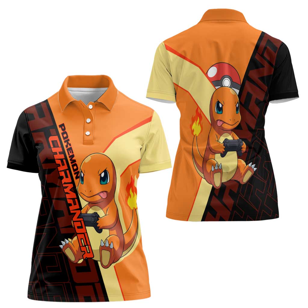 Charmander Poké Women Polo Shirt Playful Retro Anime Style