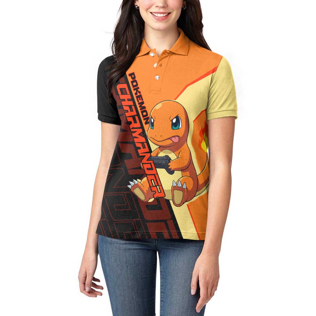 Charmander Poké Women Polo Shirt Playful Retro Anime Style