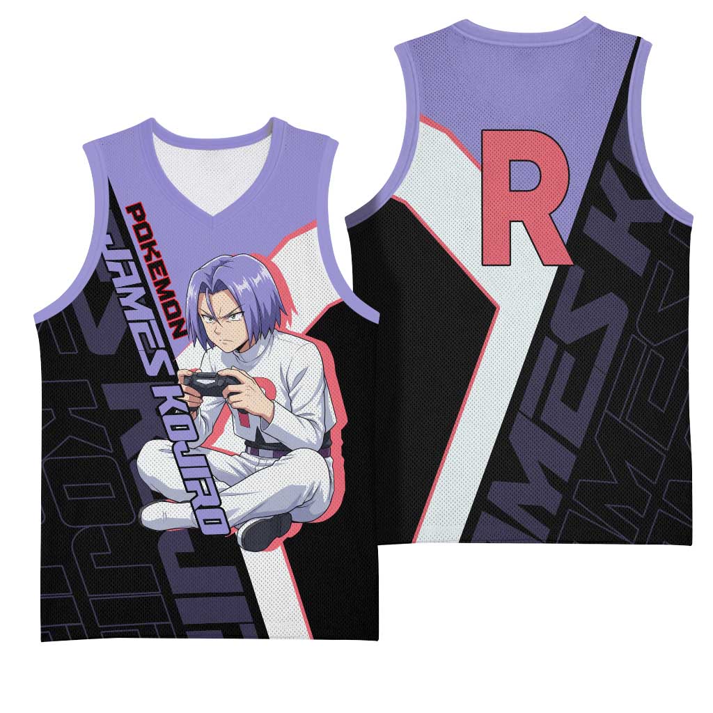James Kojiro Poké Basketball Jersey Classic Villain Anime Style