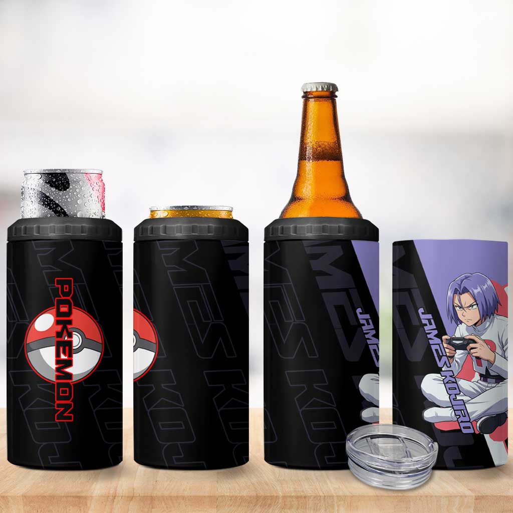 James Kojiro Poké 4 in 1 Can Cooler Tumbler Classic Villain Anime Style