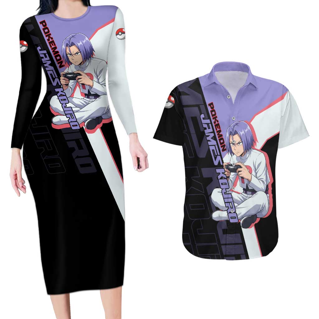 James Kojiro Poké Couples Matching Long Sleeve Bodycon Dress and Hawaiian Shirt Classic Villain Anime Style