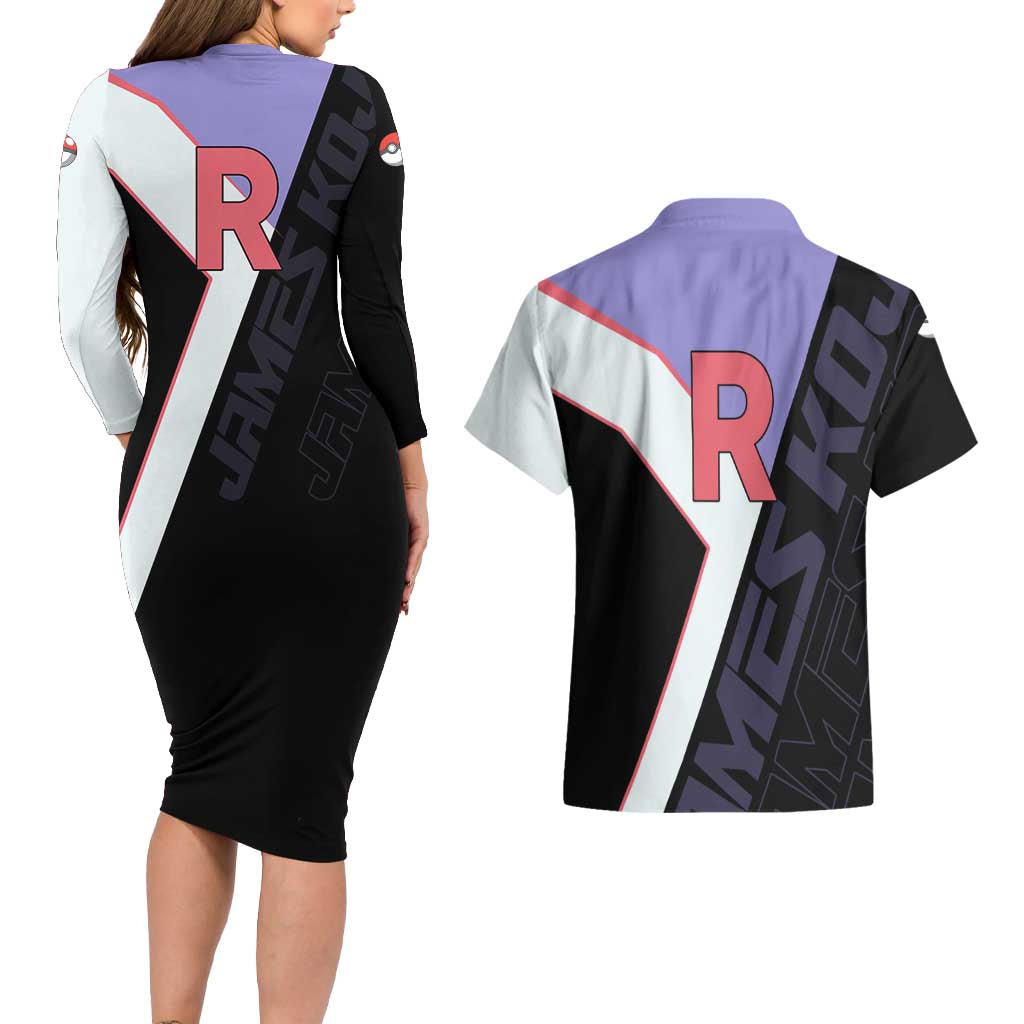 James Kojiro Poké Couples Matching Long Sleeve Bodycon Dress and Hawaiian Shirt Classic Villain Anime Style