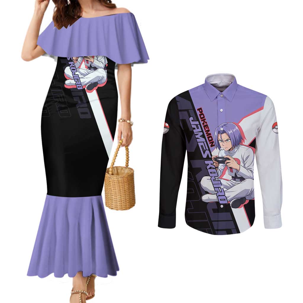 James Kojiro Poké Couples Matching Mermaid Dress and Long Sleeve Button Shirt Classic Villain Anime Style