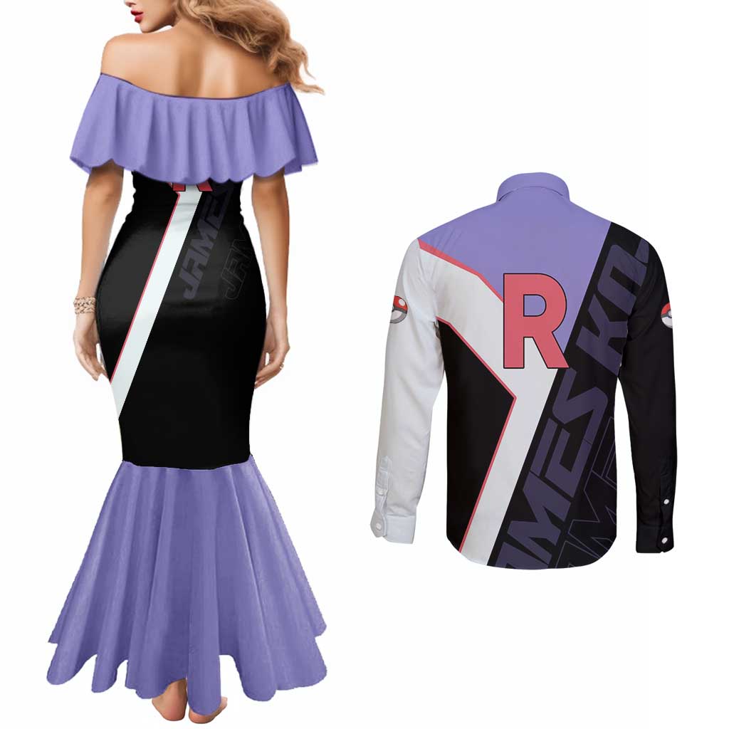 James Kojiro Poké Couples Matching Mermaid Dress and Long Sleeve Button Shirt Classic Villain Anime Style