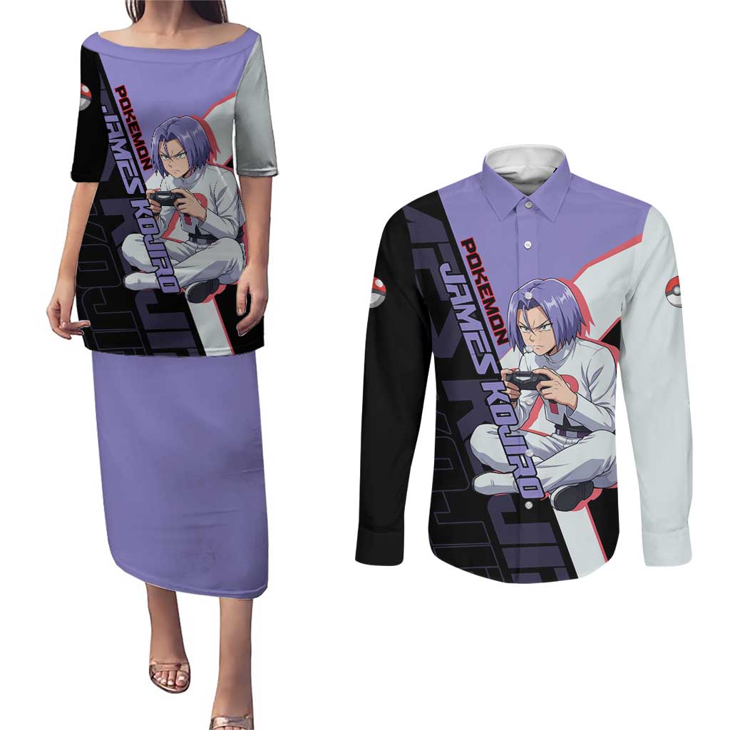 James Kojiro Poké Couples Matching Puletasi and Long Sleeve Button Shirt Classic Villain Anime Style