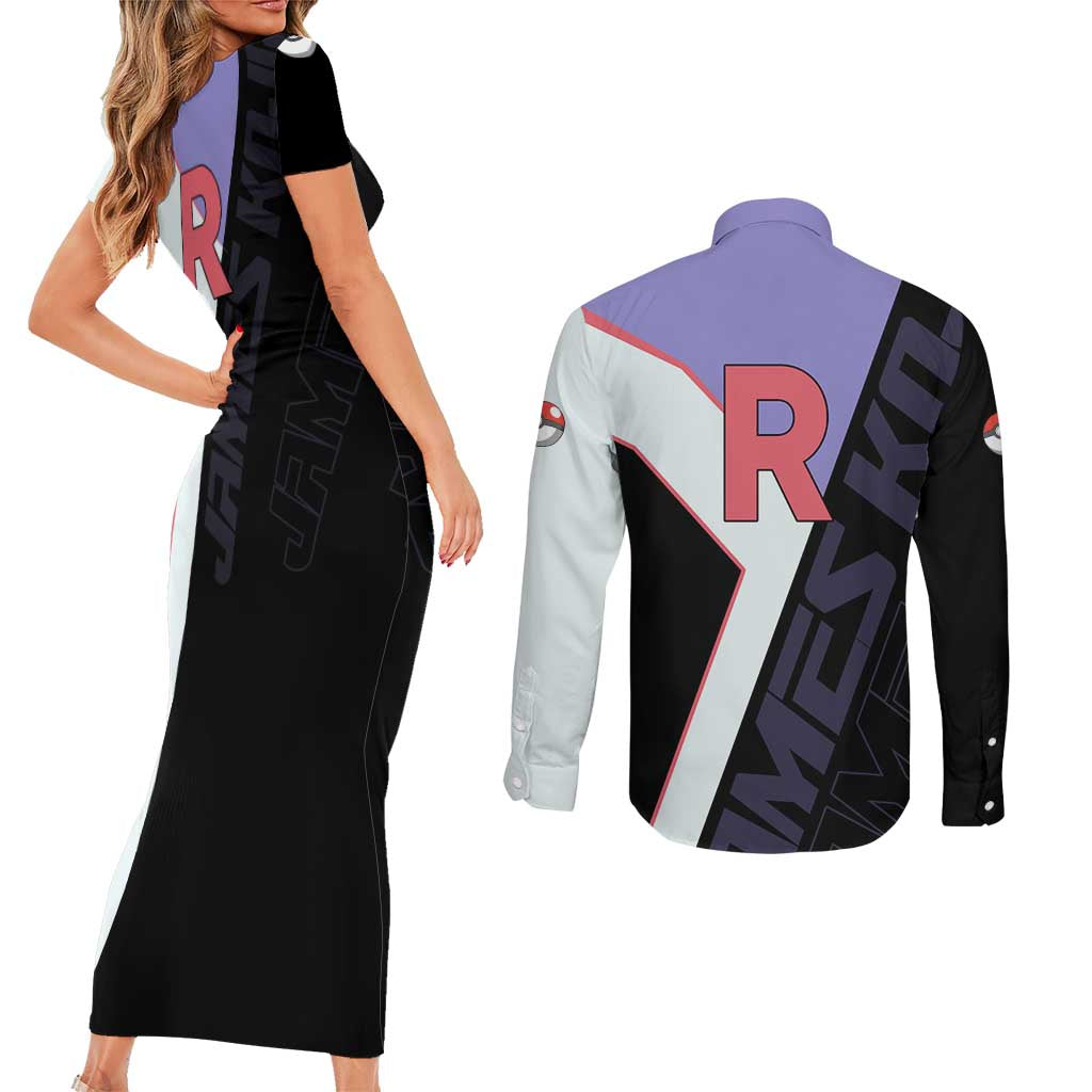 James Kojiro Poké Couples Matching Short Sleeve Bodycon Dress and Long Sleeve Button Shirt Classic Villain Anime Style