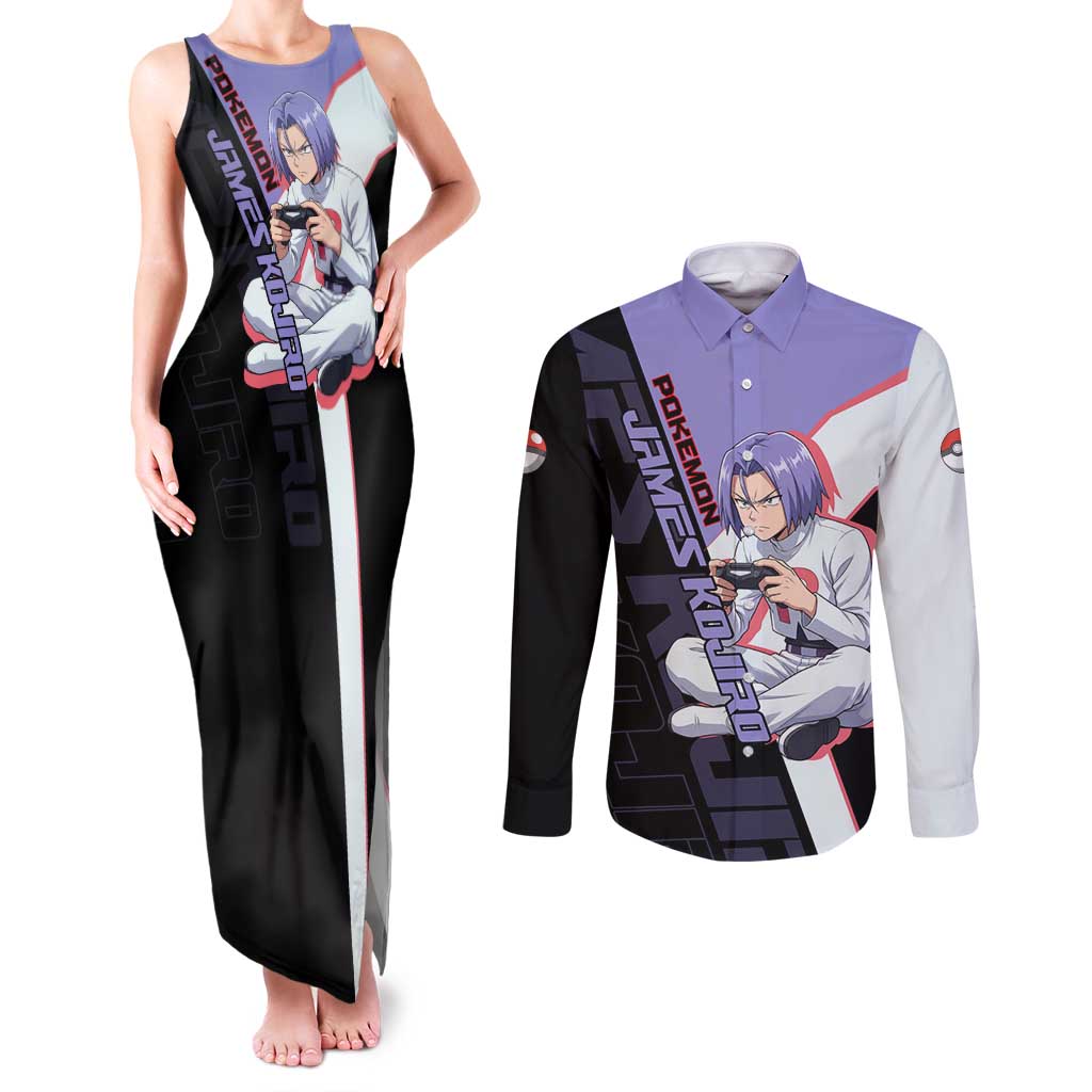 James Kojiro Poké Couples Matching Tank Maxi Dress and Long Sleeve Button Shirt Classic Villain Anime Style