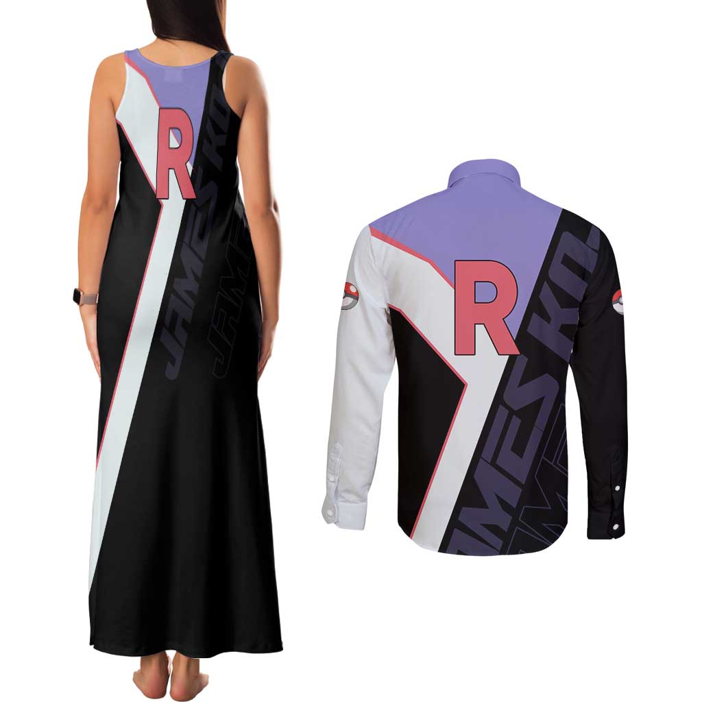 James Kojiro Poké Couples Matching Tank Maxi Dress and Long Sleeve Button Shirt Classic Villain Anime Style