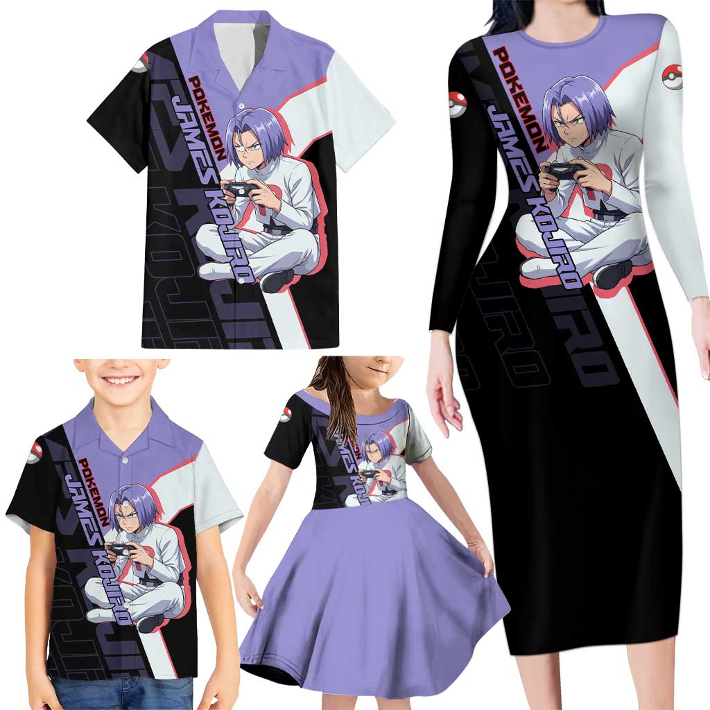 James Kojiro Poké Family Matching Long Sleeve Bodycon Dress and Hawaiian Shirt Classic Villain Anime Style
