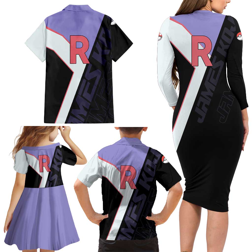 James Kojiro Poké Family Matching Long Sleeve Bodycon Dress and Hawaiian Shirt Classic Villain Anime Style