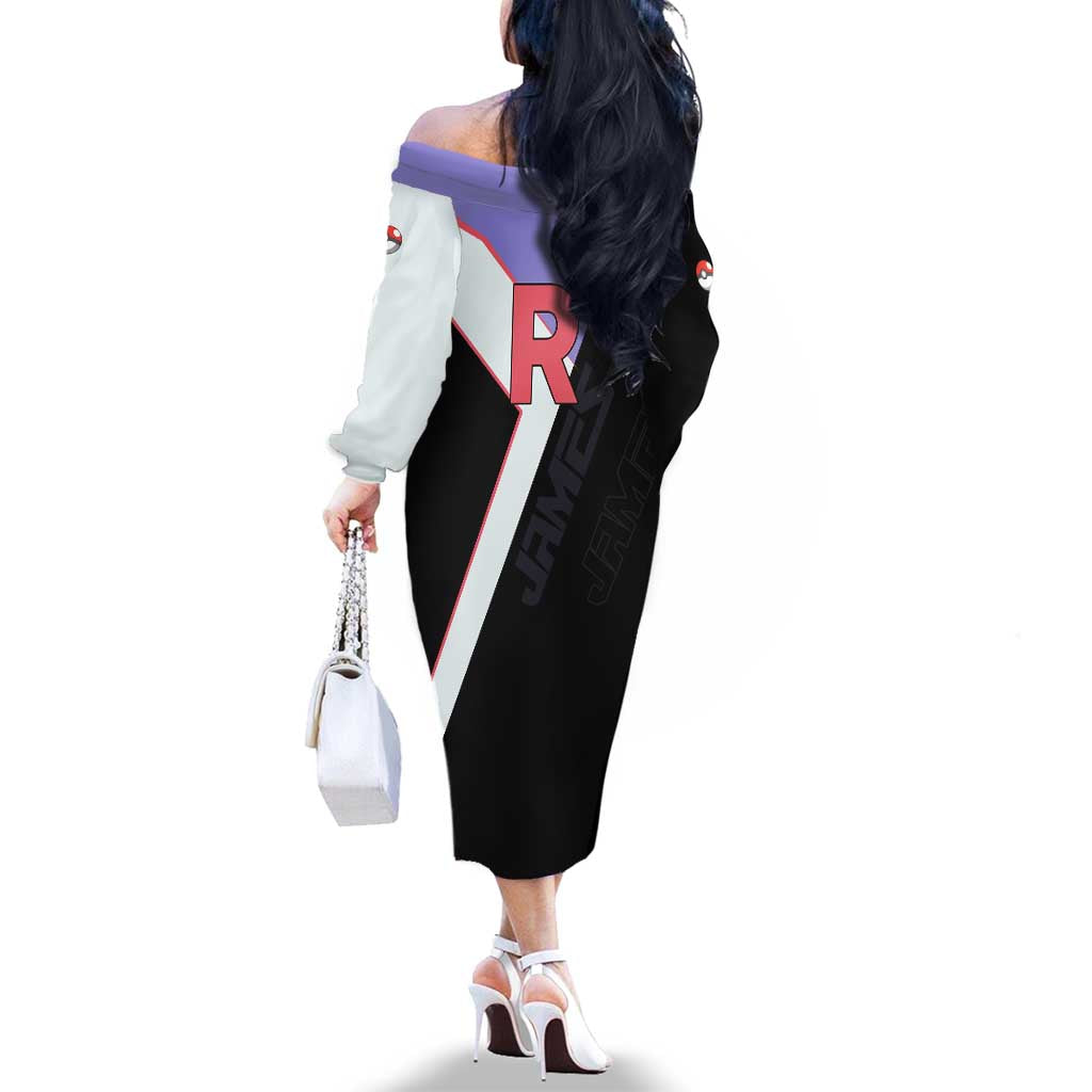 James Kojiro Poké Family Matching Off The Shoulder Long Sleeve Dress and Hawaiian Shirt Classic Villain Anime Style