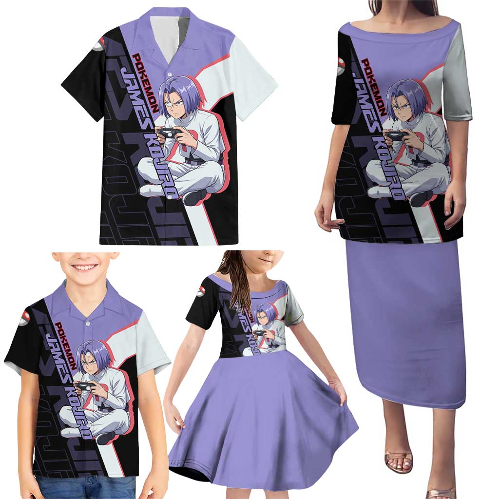 James Kojiro Poké Family Matching Puletasi and Hawaiian Shirt Classic Villain Anime Style