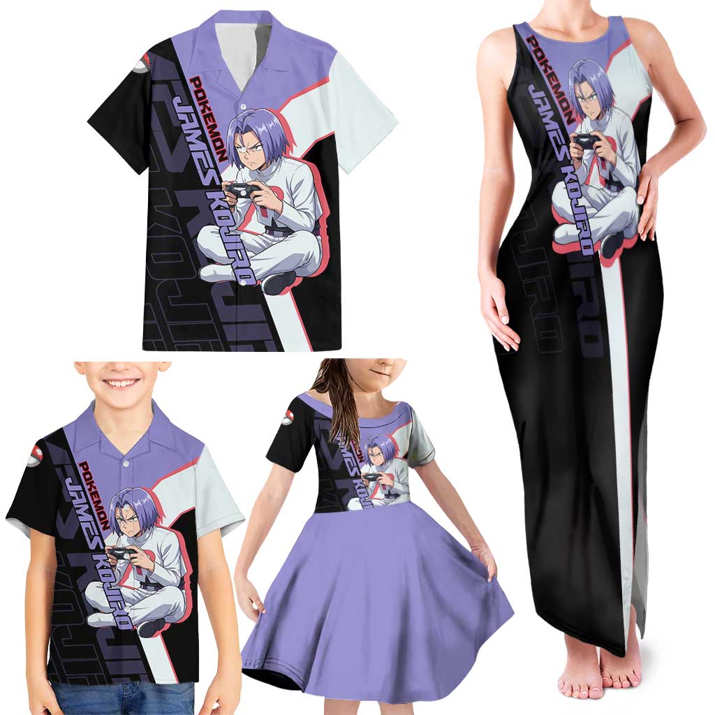 James Kojiro Poké Family Matching Tank Maxi Dress and Hawaiian Shirt Classic Villain Anime Style