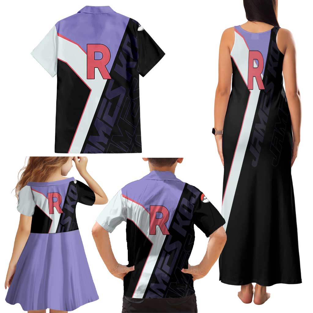 James Kojiro Poké Family Matching Tank Maxi Dress and Hawaiian Shirt Classic Villain Anime Style