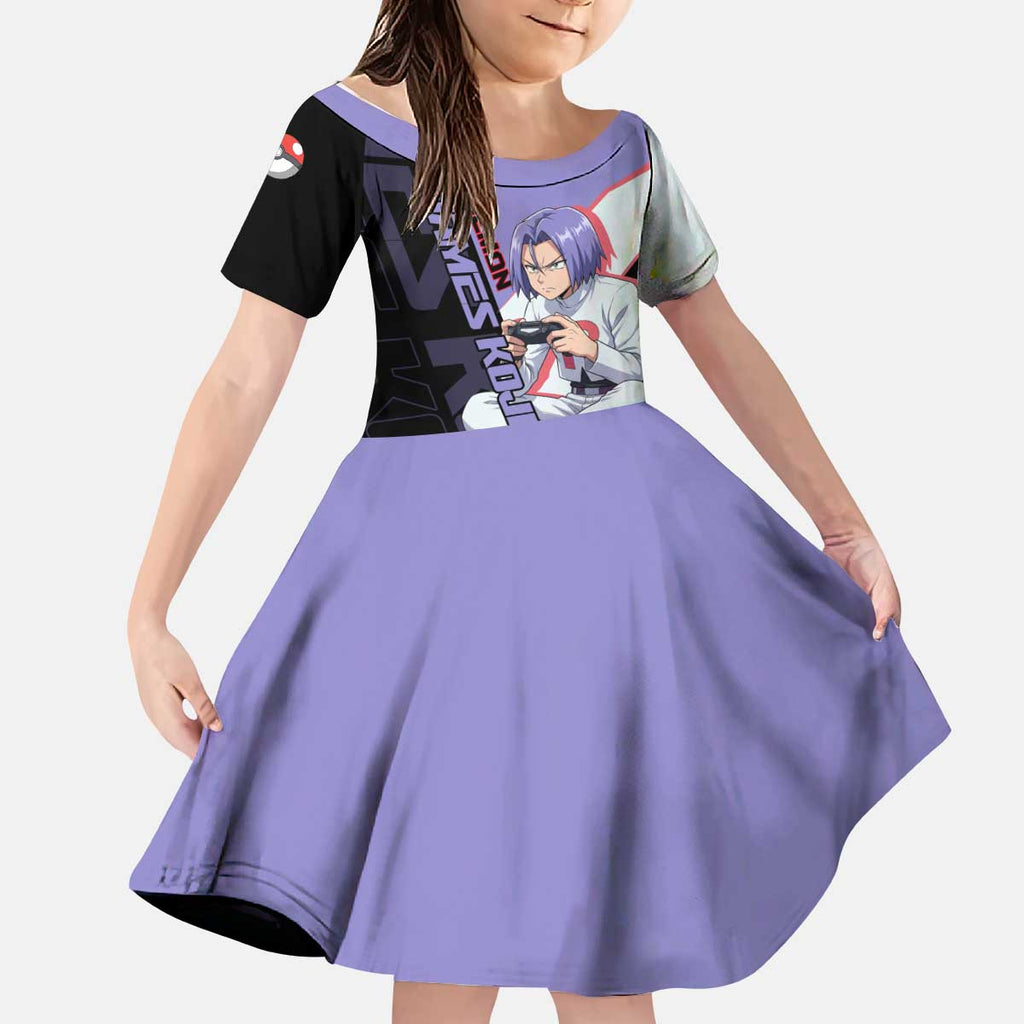 James Kojiro Poké Kid Short Sleeve Dress Classic Villain Anime Style