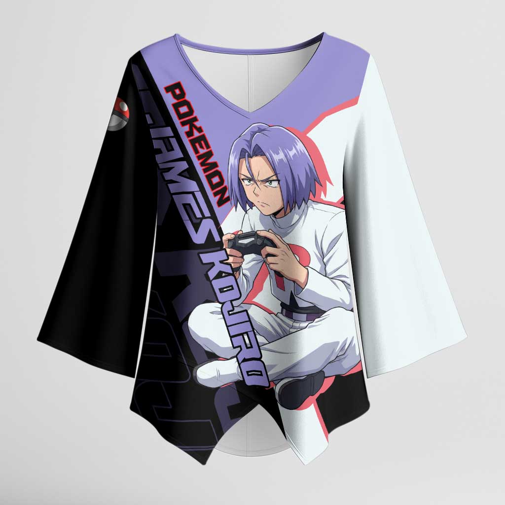 James Kojiro Poké Kimono Sleeve Blouse Classic Villain Anime Style