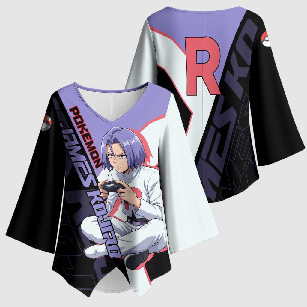 James Kojiro Poké Kimono Sleeve Blouse Classic Villain Anime Style