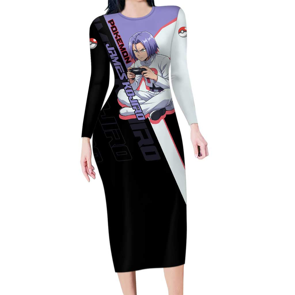 James Kojiro Poké Long Sleeve Bodycon Dress Classic Villain Anime Style