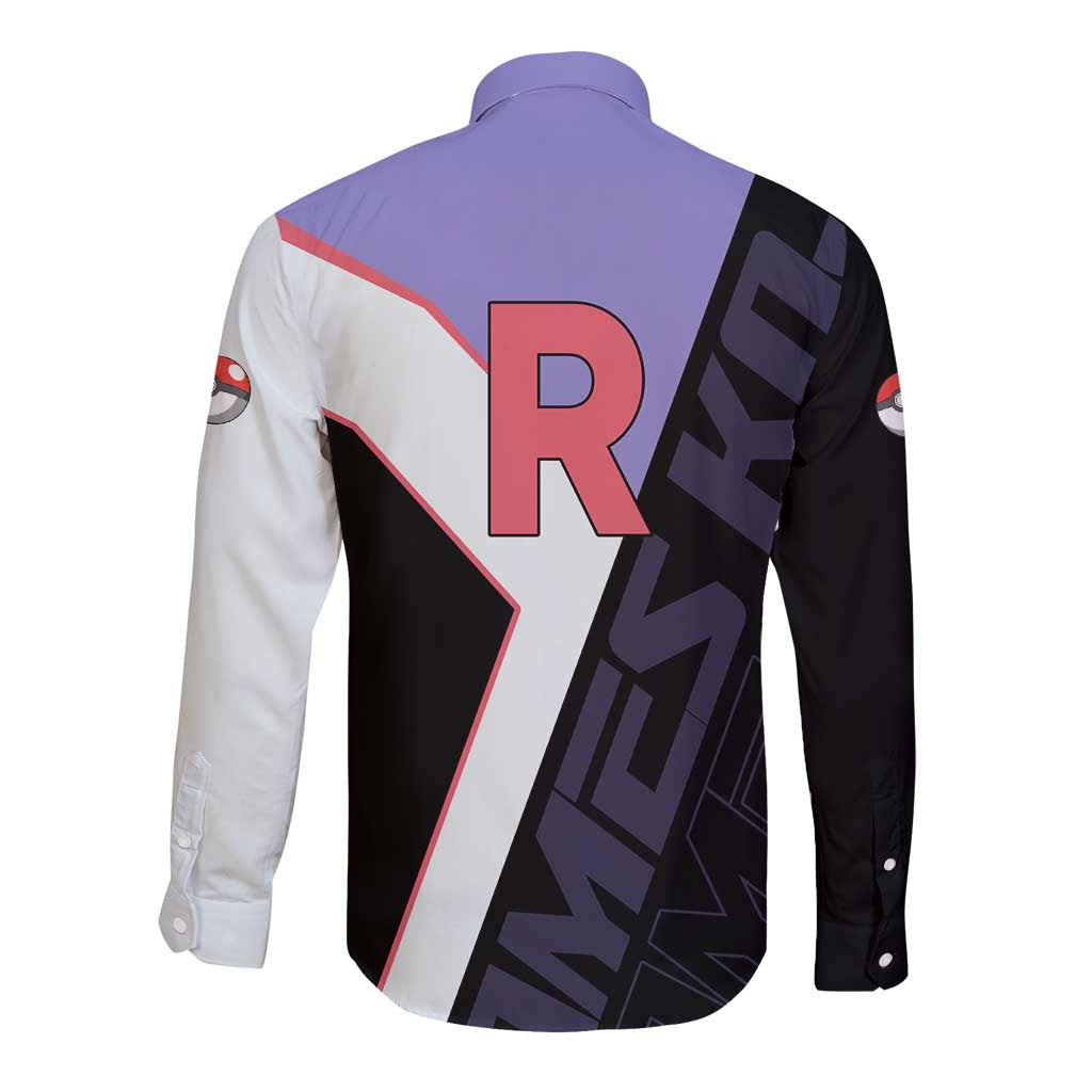 James Kojiro Poké Long Sleeve Button Shirt Classic Villain Anime Style
