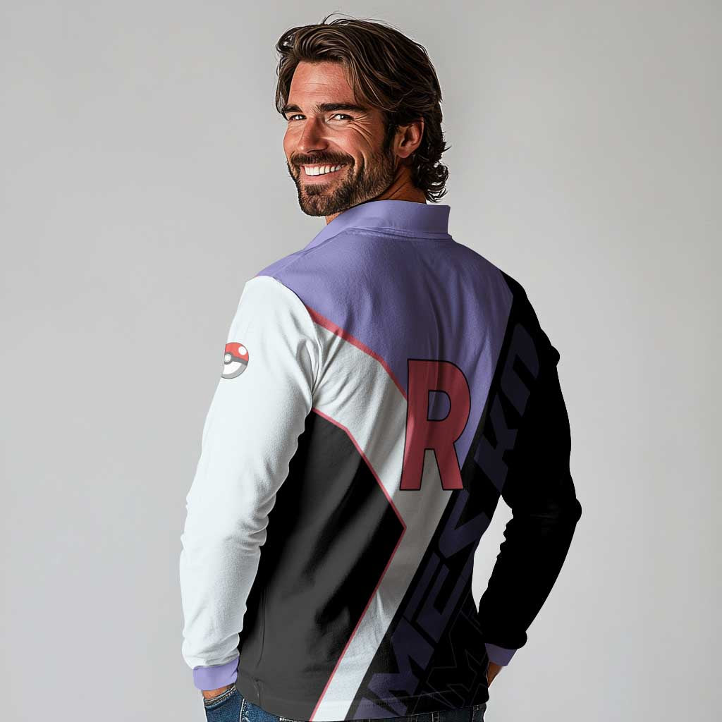 James Kojiro Poké Long Sleeve Polo Shirt Classic Villain Anime Style