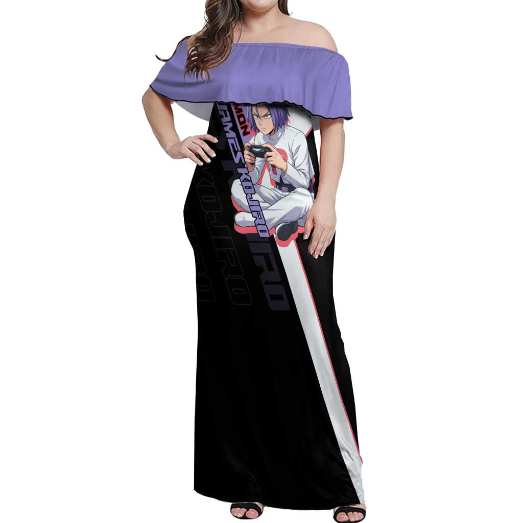 James Kojiro Poké Off Shoulder Maxi Dress Classic Villain Anime Style