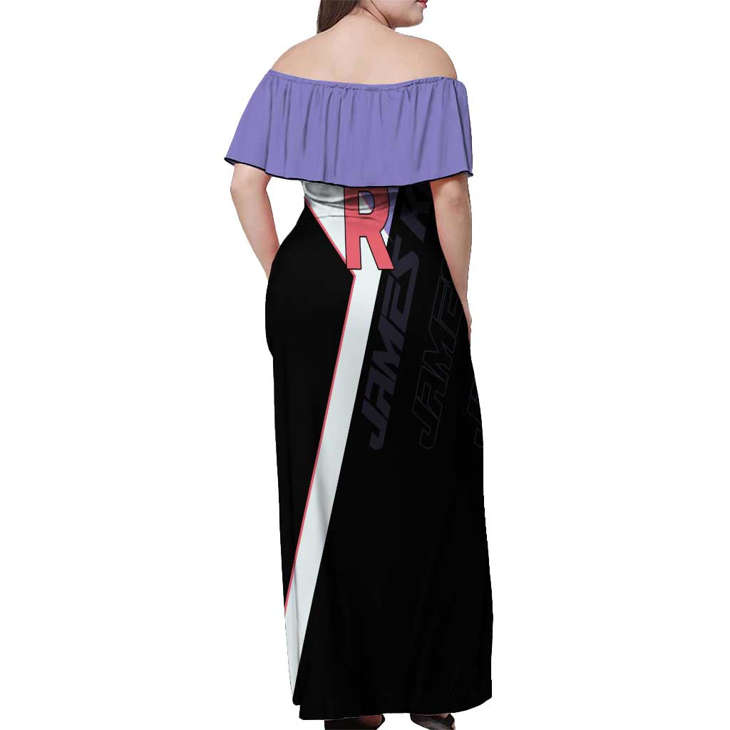 James Kojiro Poké Off Shoulder Maxi Dress Classic Villain Anime Style