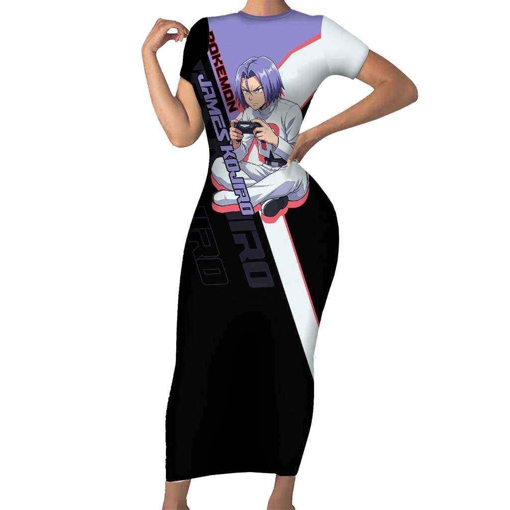James Kojiro Poké Short Sleeve Bodycon Dress Classic Villain Anime Style