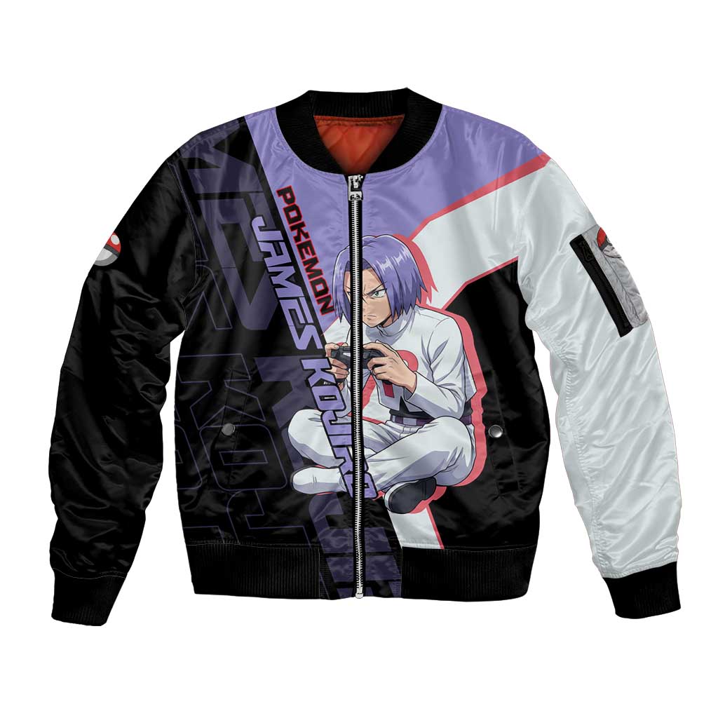 James Kojiro Poké Sleeve Zip Bomber Jacket Classic Villain Anime Style
