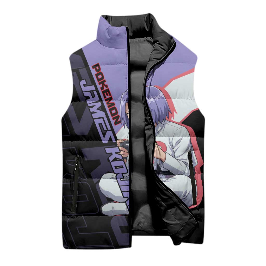 James Kojiro Poké Sleeveless Puffer Jacket Classic Villain Anime Style