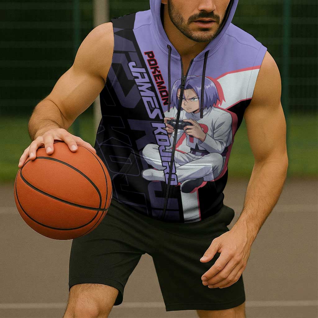James Kojiro Poké Sleeveless Zip Hoodie Classic Villain Anime Style