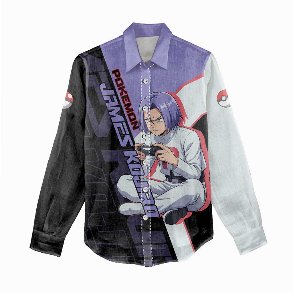 James Kojiro Poké Women Casual Shirt Classic Villain Anime Style