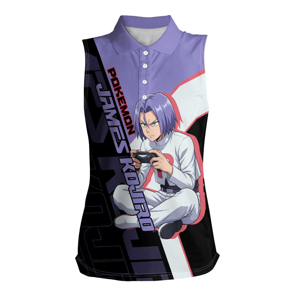 James Kojiro Poké Women Sleeveless Polo Shirt Classic Villain Anime Style