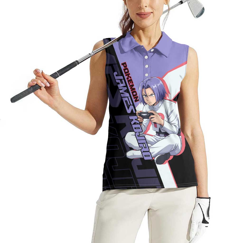 James Kojiro Poké Women Sleeveless Polo Shirt Classic Villain Anime Style
