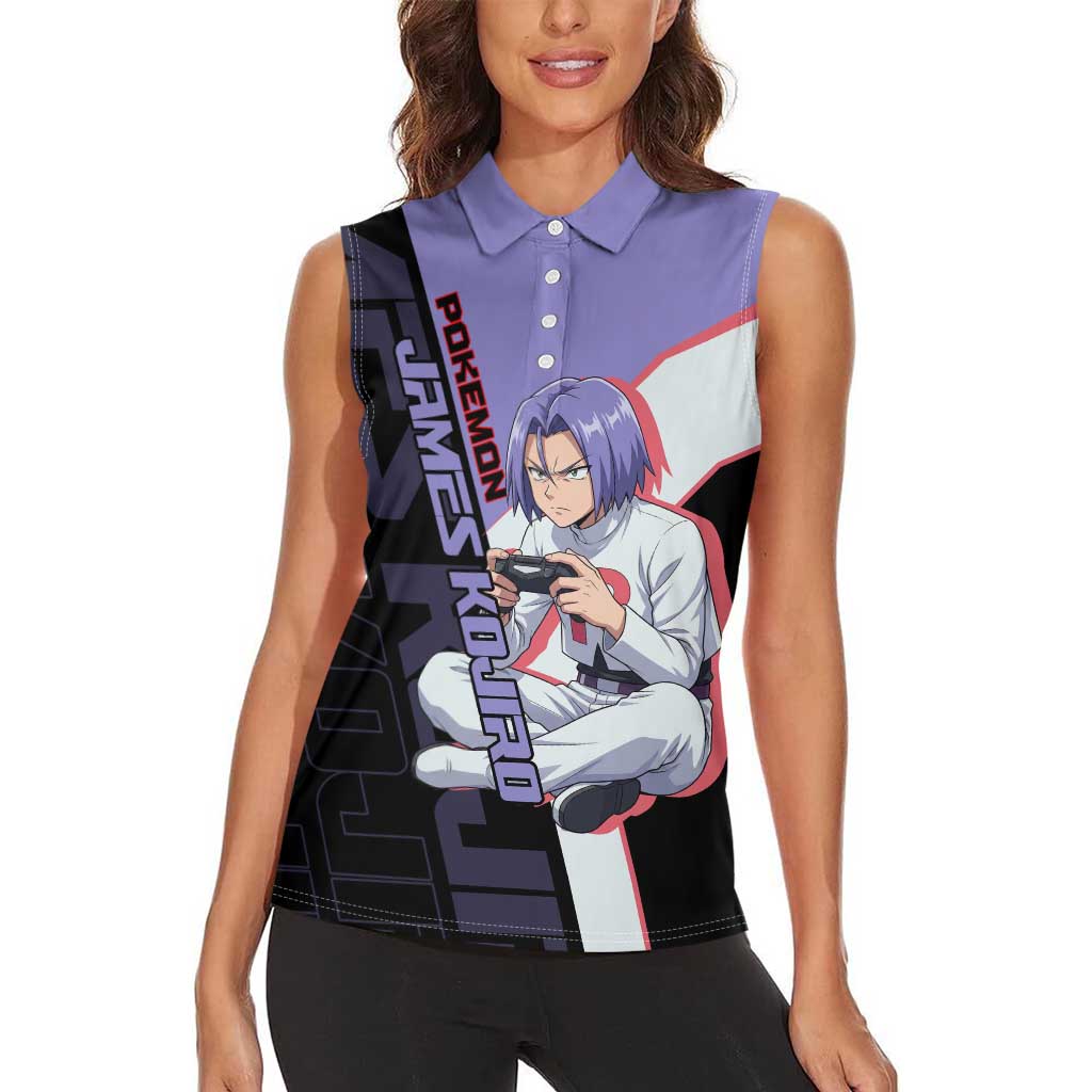 James Kojiro Poké Women Sleeveless Polo Shirt Classic Villain Anime Style