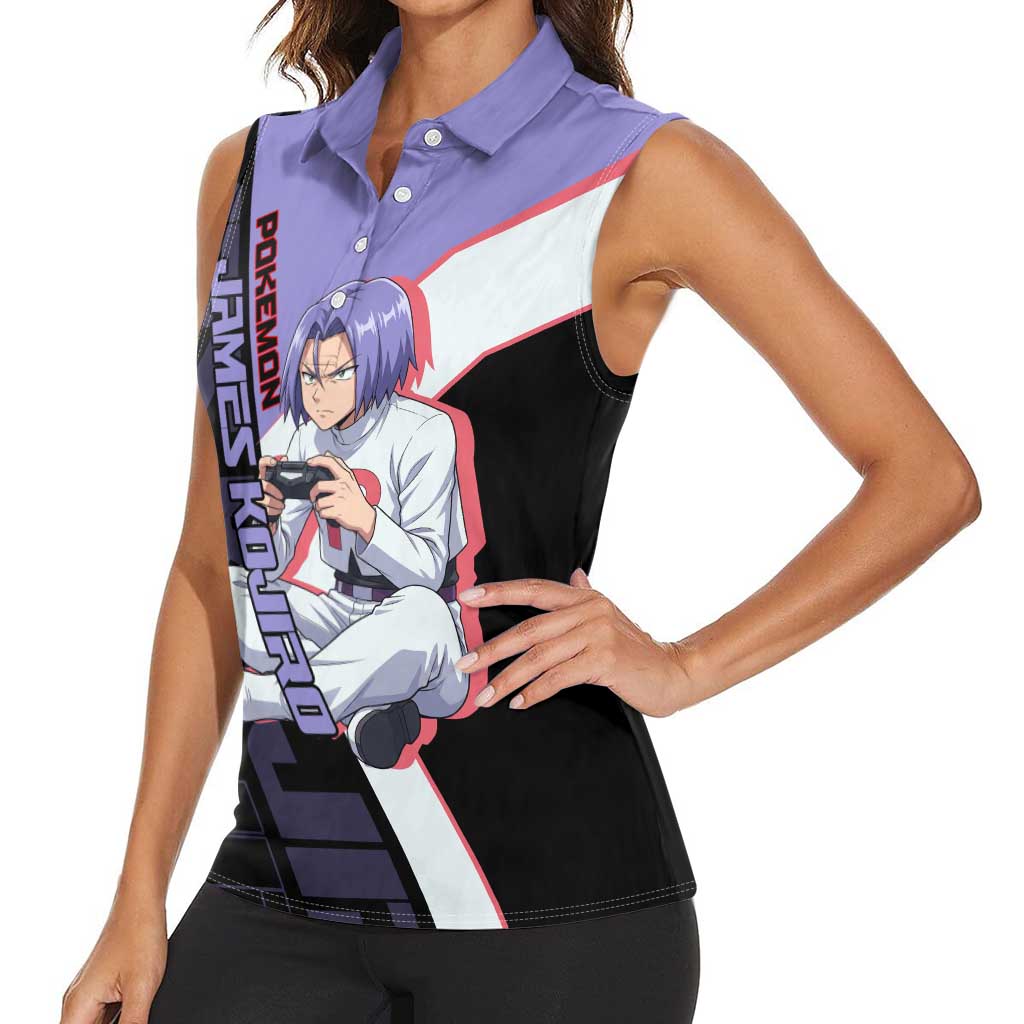 James Kojiro Poké Women Sleeveless Polo Shirt Classic Villain Anime Style