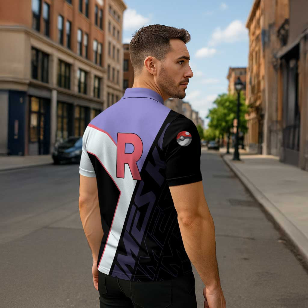 James Kojiro Poké Zipper Polo Shirt Classic Villain Anime Style