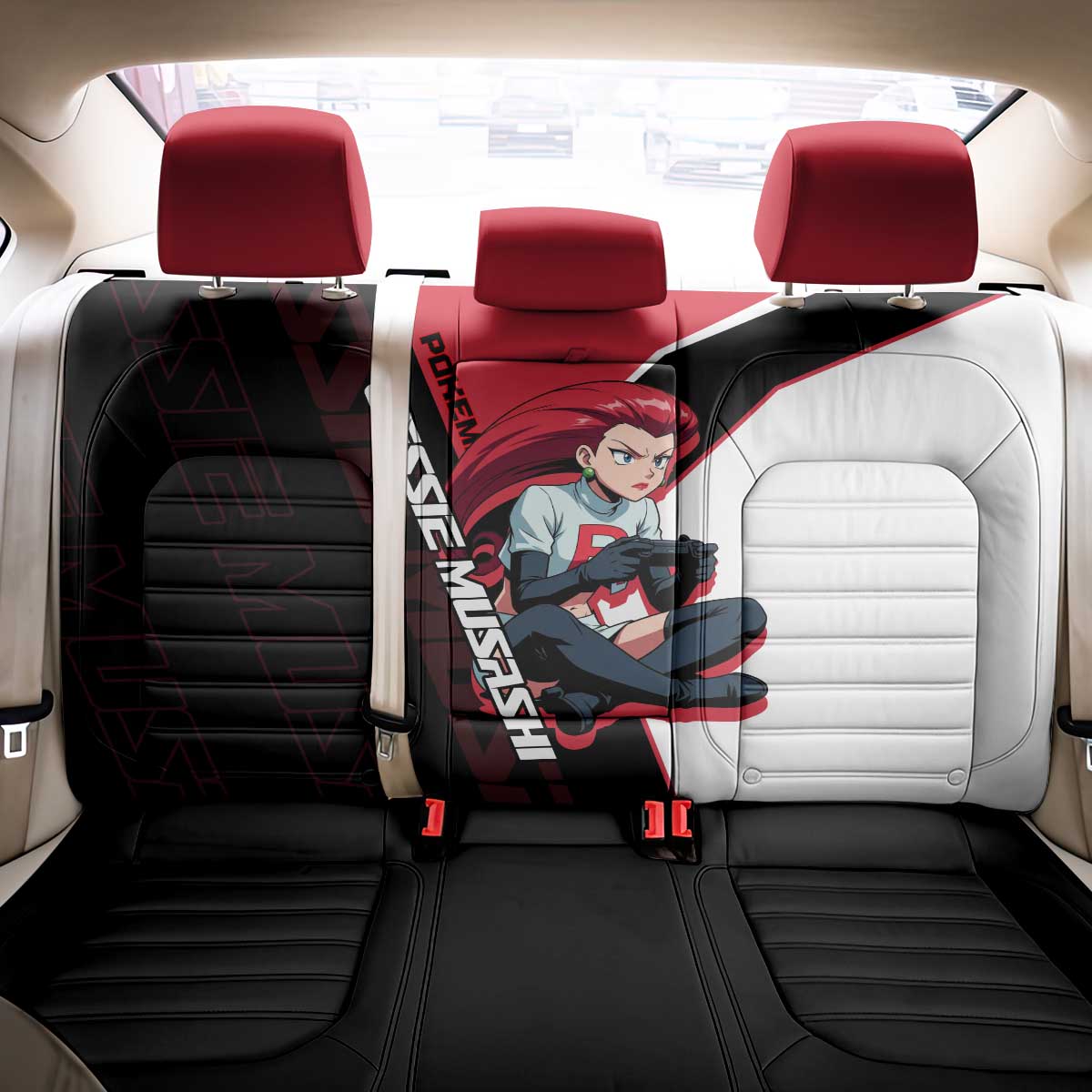 Jessie Musashi Poké Back Car Seat Cover Bold Villain Anime Style