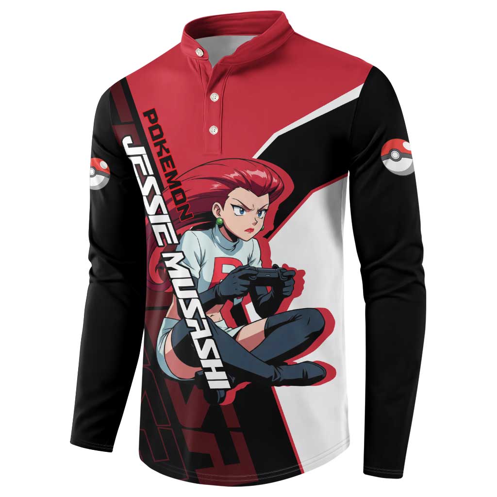 Jessie Musashi Poké Button Sweatshirt Bold Villain Anime Style