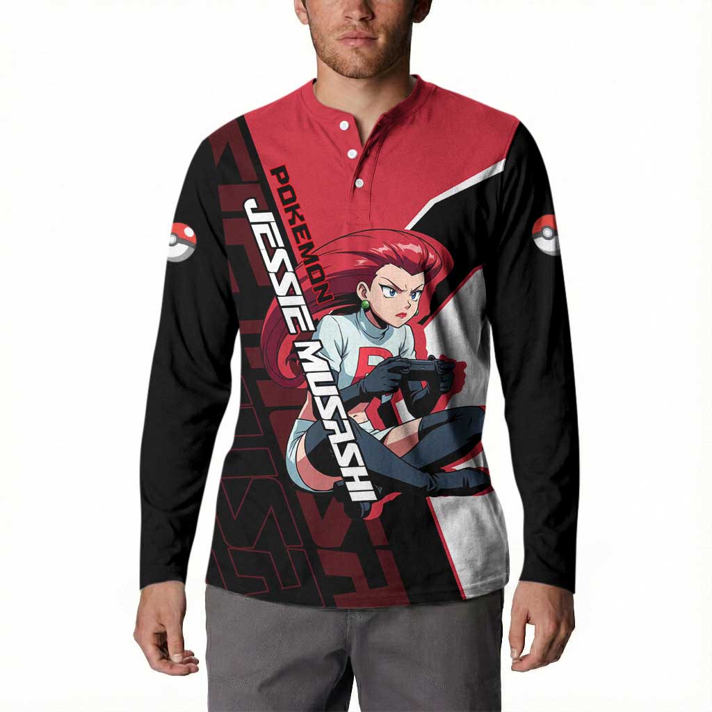 Jessie Musashi Poké Button Sweatshirt Bold Villain Anime Style