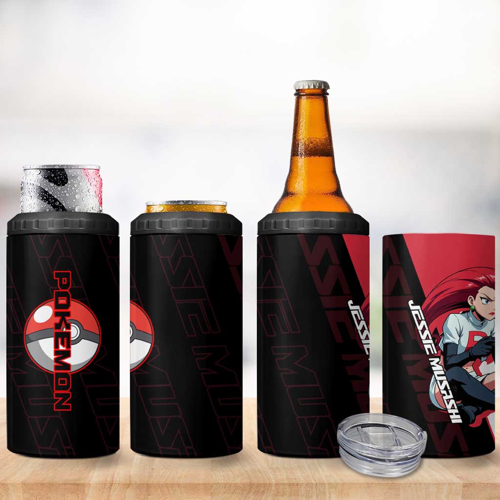 Jessie Musashi Poké 4 in 1 Can Cooler Tumbler Bold Villain Anime Style