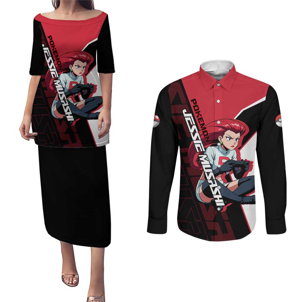 Jessie Musashi Poké Couples Matching Puletasi and Long Sleeve Button Shirt Bold Villain Anime Style
